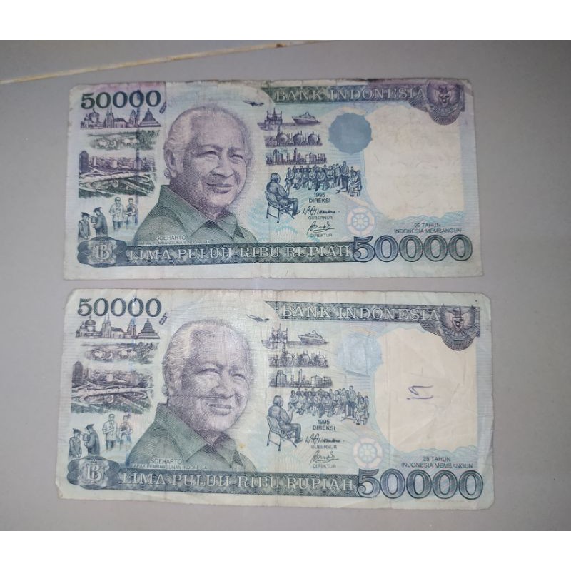 uang kuno 50.000 rupiah Soeharto tahun 1995