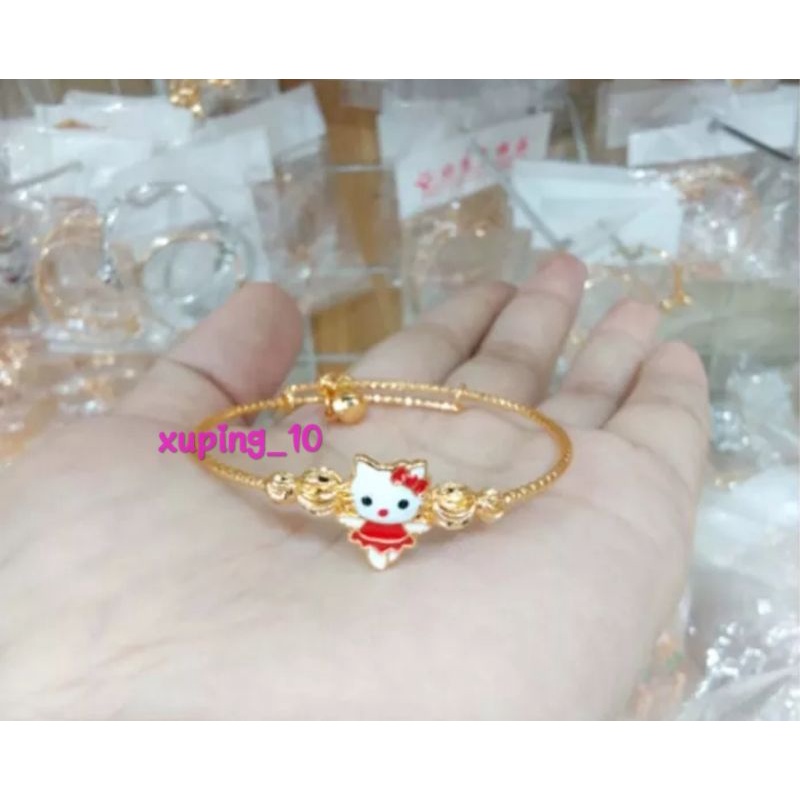 Gelang Anak Krincing Lucu Motif Hello Kitty Gelang Import Anti Karat Xuping Perhiasan Lapis Emas Xuping