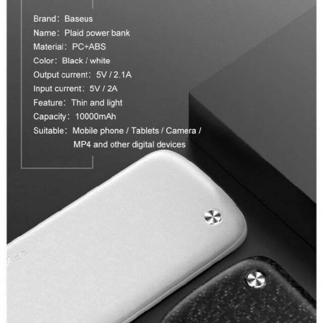 BASEUS POWERBANK DUAL INPUT 10000mah BLACK