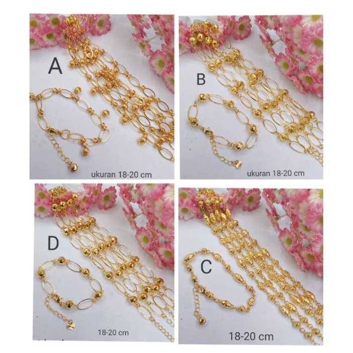 Rsdrj42. Gelang tangan xuping wanita lapis emas dgn mata zircon ukuran 18-,20 cm