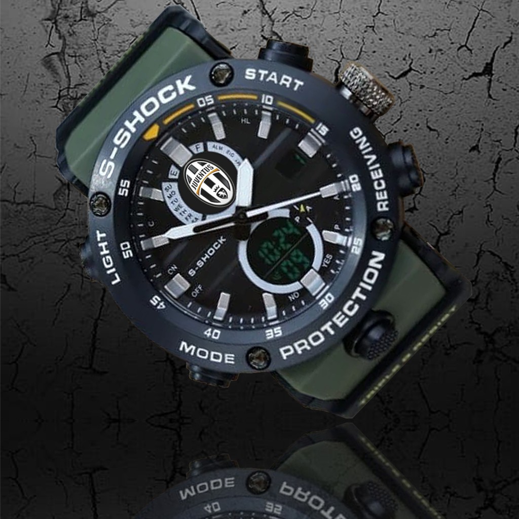 (EXCLUSIVE) Jam Tangan JUVENTUS motif 1 Double Time - Tali Hijau Army