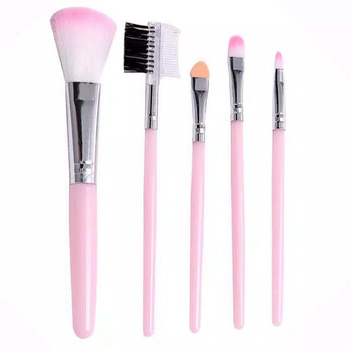 Set Kuas Make Up Wanita 5 PCS Warna Pink 383