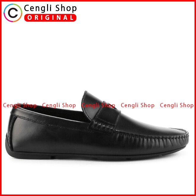 SEPATU PANSUS KULIT OBERMAIN PRIA ORIGINAL LOAFER CASUAL HITAM OM03