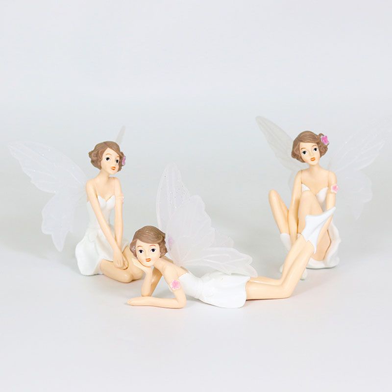 3pcs Flower Fairy Pixie Fly Wing Family Miniature Dollhouse Garden  Decoration