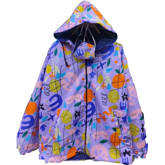 JAKET PARASUT PRINTING WANITA ANTI AIR WATERPROOF free masker OLAHRAGA SEPEDA-lylac mural art