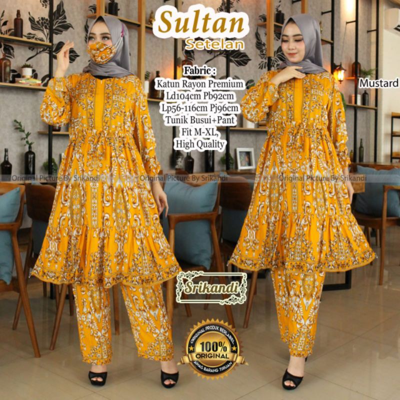 READY SULTAN SETELAN SET KATUN RAYON PREMIUM LD 110 TUNIK BUSUI PANTS