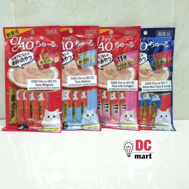 dc-CIAO Snack Cair ChuRu Liquid Creamy Snack Kucing isi 4 / Makanan Cair Kucing