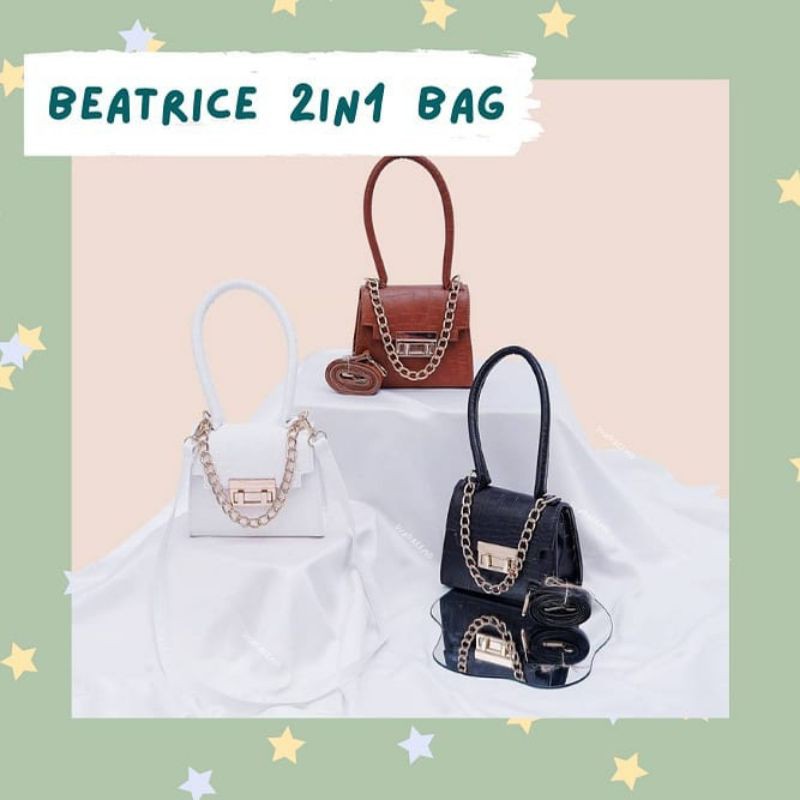 BEATRICE mini 2in1 Bag - Tas Selempang Handbag Slingbag Wanita korea croco kulit andin vintage
