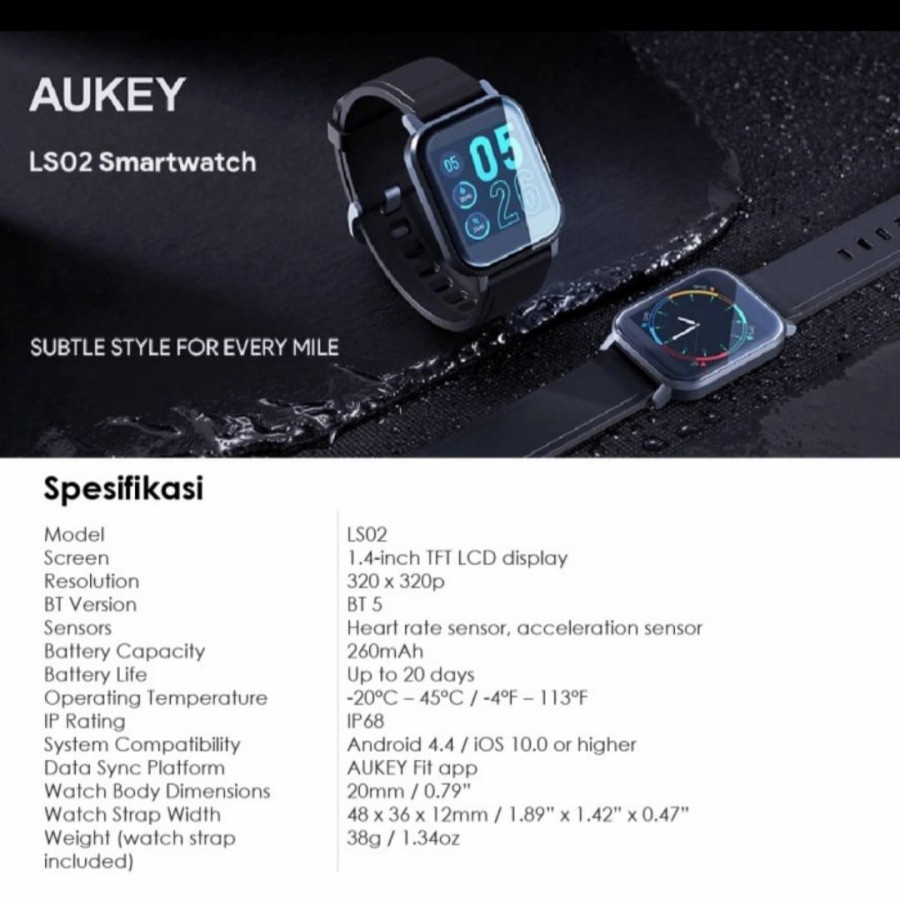 Smartwatch Aukey LS02 Fitnes Tracker 12 Activity BLACK - 500911