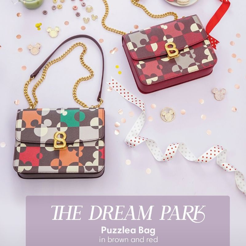 The Dream Park series Puzzlea Bag in Maroon Disney x Buttonscarves (Ready Siap Kirim, Only 1 pcs lef