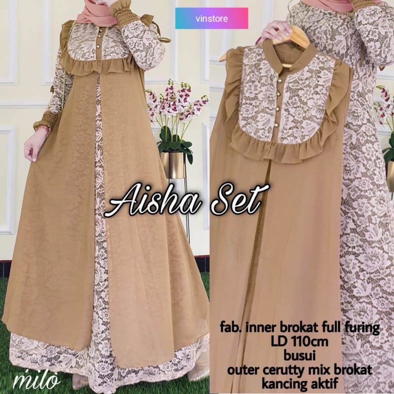 AISHA SET GAMIS BRUKAT 2IN1