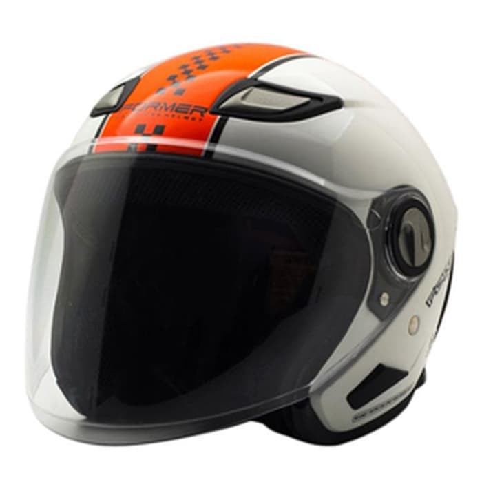 Unik Helm half Face Cargloss Former Flo Orange White   Putih  Size M Murah