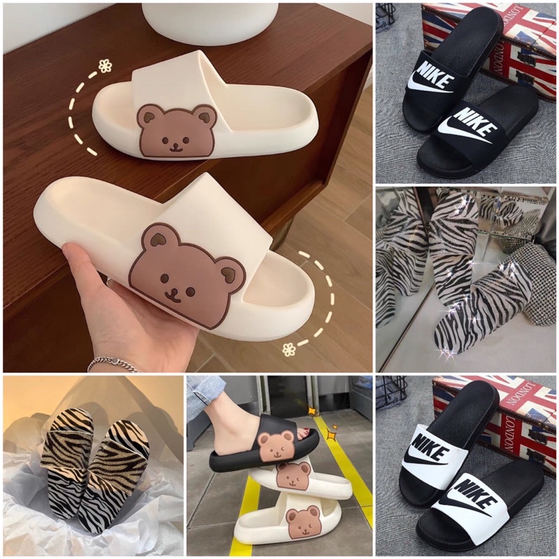 SANDAL WANITA PRIA RUBBER KARET RUMAHAN OUTDOOR JALAN BERUANG BEAR TERBARU TINGGI ANTI LICIN