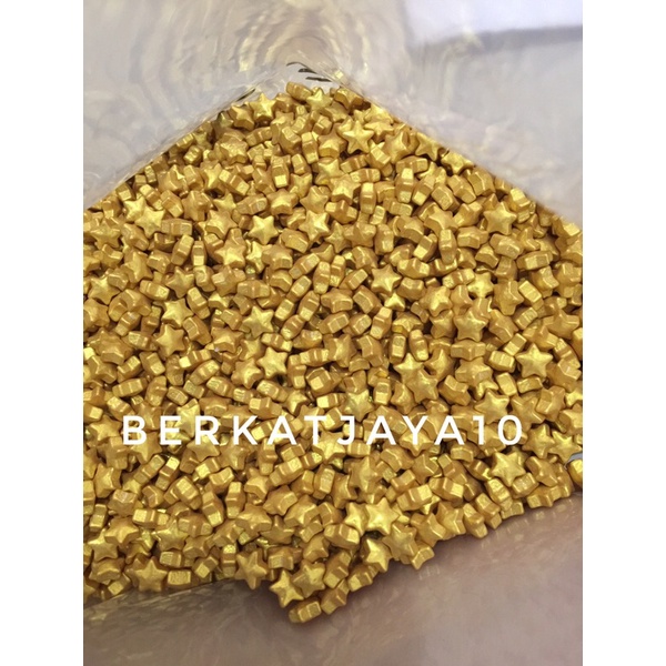 Sprinkle Mutiara Gold Emas bentuk Star Bintang Edible 20gr Dekorasi Kue