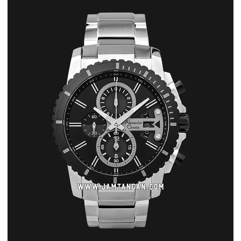 Alexandre Christie AC 6532 MC BTBBA Chronograph Men Black Dial Stainless Steel Strap
