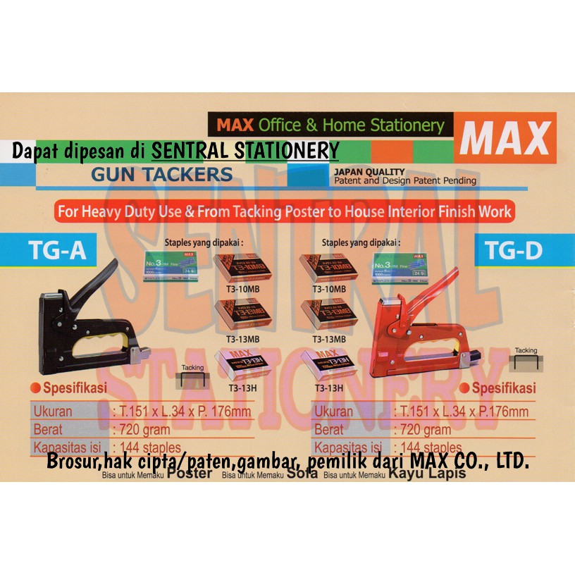 max gun tacker / stapler jepretan tembak