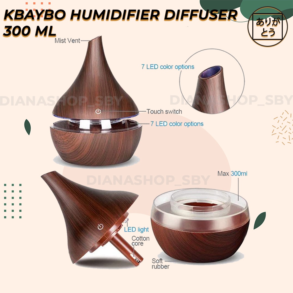 KBAYBO Diffuser Difusser Humidifier Aromaterapi Difuser 300MlL Tanpa Remote