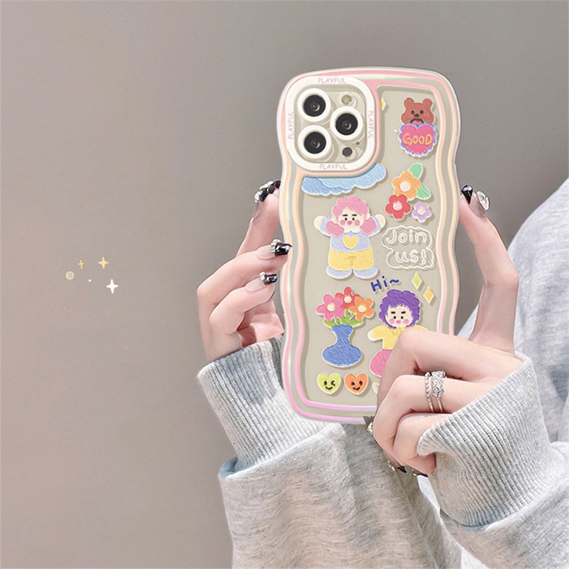Soft Case TPU Transparan Motif Doodle Perempuan &amp; Laki-Laki Untuk iPhone 13 12 11 Pro Max X Xr Xs Max SE 8 7 6 6s Plus