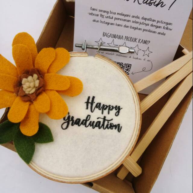 Kado Wisuda Murah/ Midangan kayu/ Hoop Embroidery Craft Orange