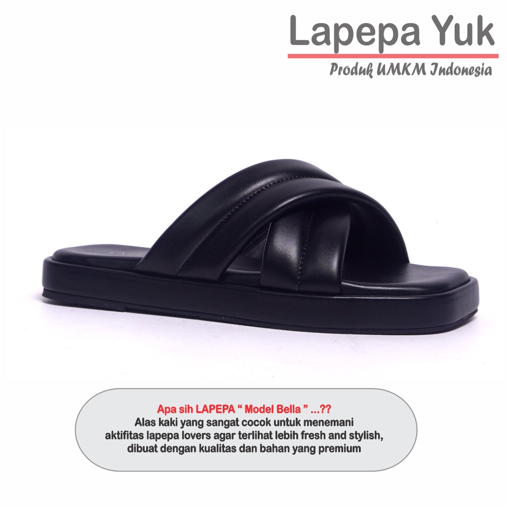 LAPEPA YUK - Sandal Wanita Teplek BELLA ALL COLOR Sendal Cewek Platform Wedges Kondangan Hak Tinggi  2cm Model Silang 2 Size 36 37 38 39 40 Lucu Jalan Casual Santai Rumah Slop Warna Hitam Selop Premium Original Kekinian Terbaru Shoes Mall Official Store