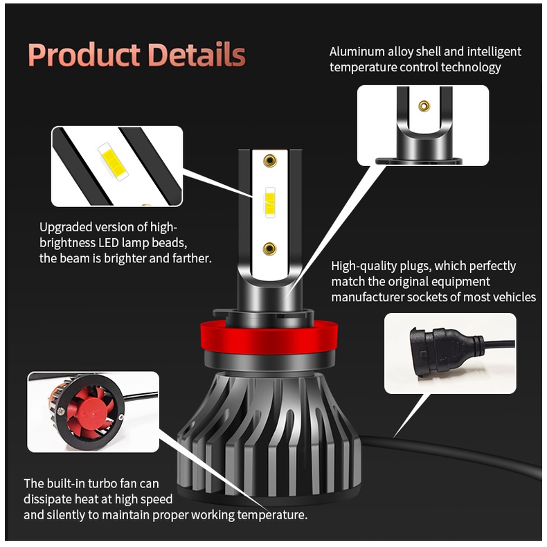 1PC Lampu Depan Sepeda Motor LED H4 H7 H11 H1 Lampu Lampu Kabut Lampu LED Lampu Depan Lampu Depan untuk Moto Lampu Sorot Putih 6000K 4300K 8000K