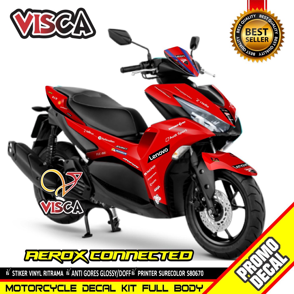 Decal Aerox 155 Connected 2021 2022 Full Body Stiker Aerox 155 Connected 2021 2022 Keren Striping Ae