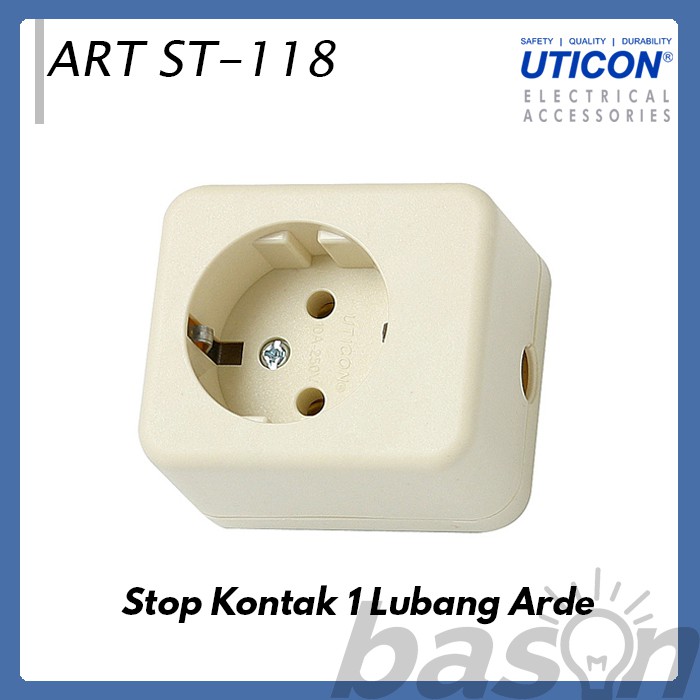 UTICON ST118 Stop Kontak 1 Lubang - TANPA KABEL