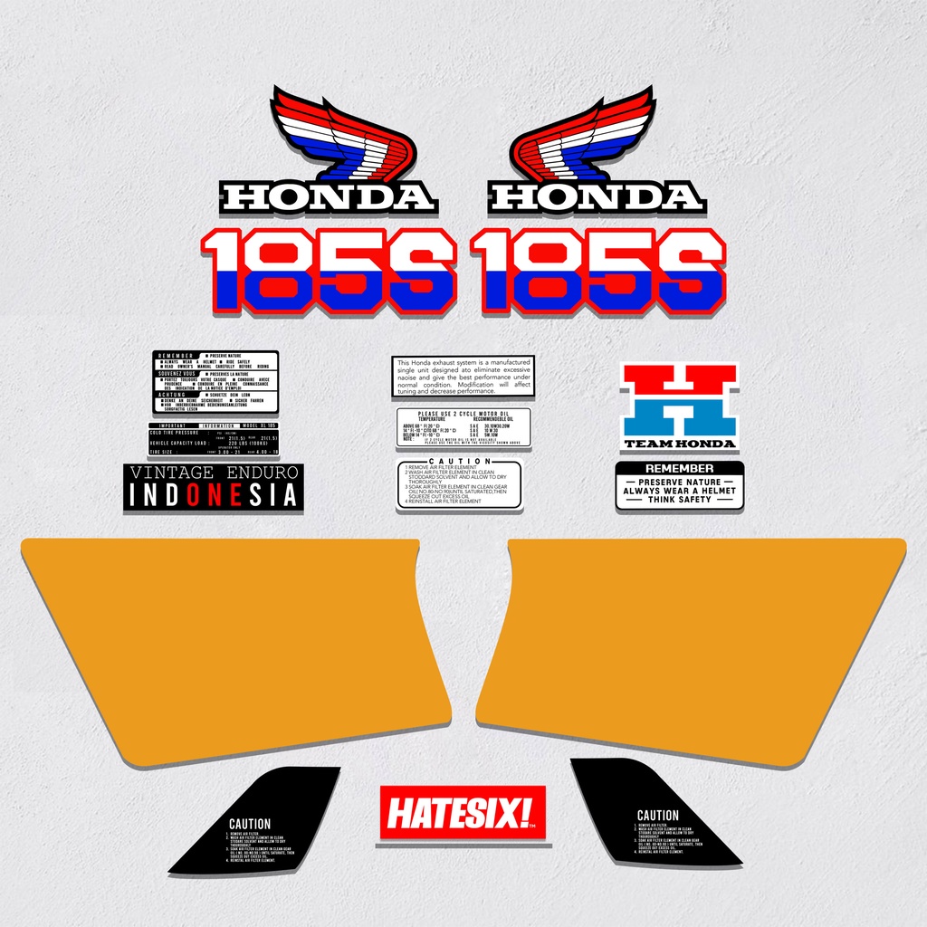 Sticker Decal Honda XL 185 s 1985 Hatesix