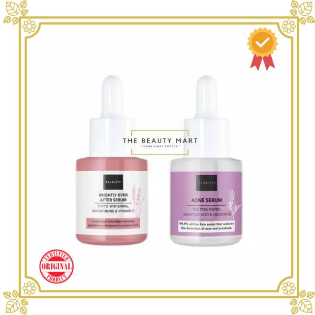 Scarlett Whitening Brightly Ever After Serum|Acne Serum|Brightly Acne Day Night Cream| Acne Toner | Niacinamide Serum | Retinol Serum