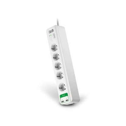 Surge protector Apc schneider 5 Ac outlet 36KA 2 usb port 2.4a 1.8m cable pm5u-gr - Stop kontak power strip