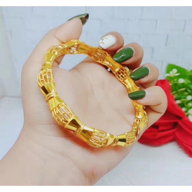 Gelang Titanium Lapis Emas 24K Perhiasan Fashion