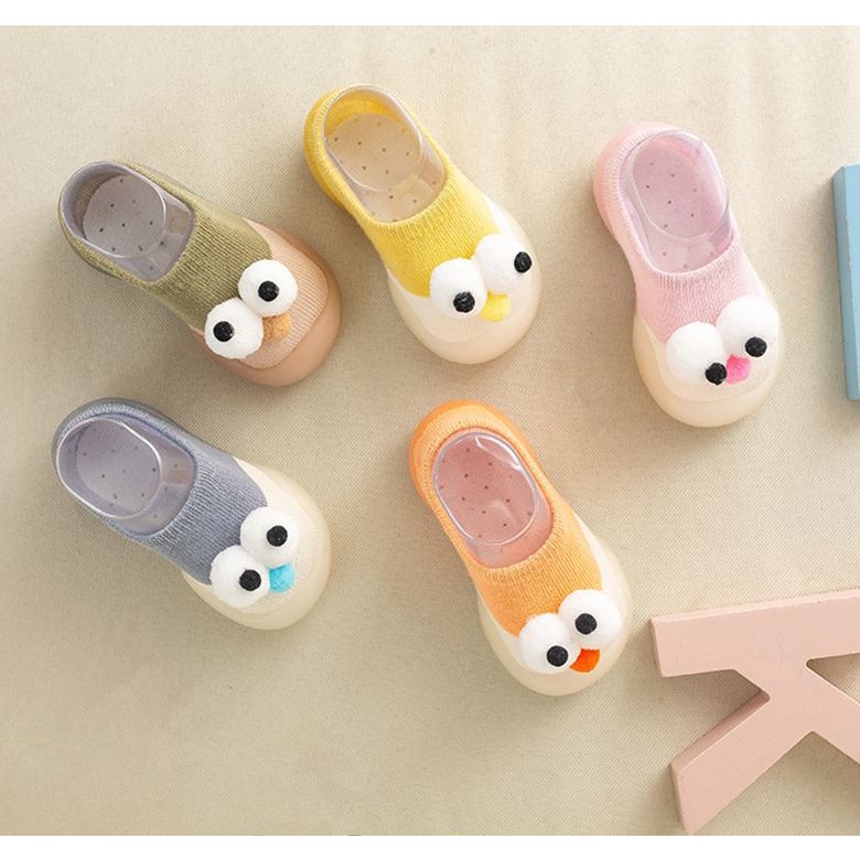 BABY STORE01-  SPE SEPATU BAYI MODEL MATA 3D PREWALKER BAYI ANTI SLIP