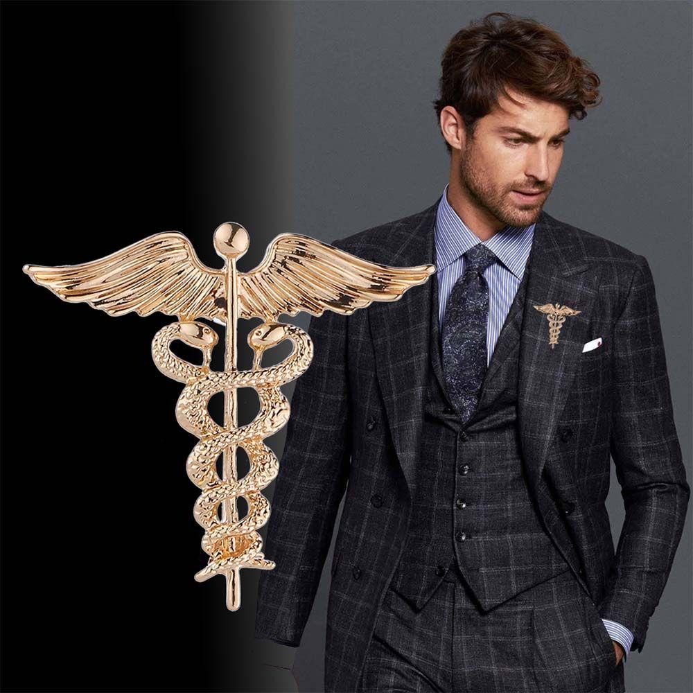 NEEDWAY Needway Bros Pin Fashion Hadiah Untuk Pria Ular Lencana Logam Sayap Malaikat Perhiasan