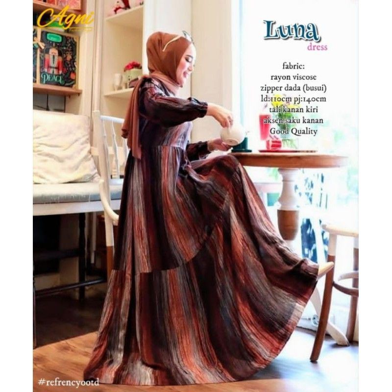 Baju Gamis wanita katun rayon viscose Homedress homedres rayon viscose motif terbaru jumbo LD 120cm-3