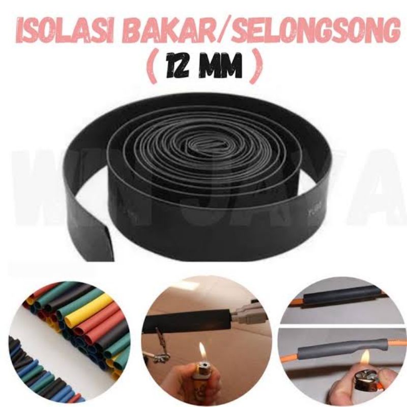 Selang Bakar 12mm 12 mm Heatshrink Tube Selongsong Pelindung Kabel