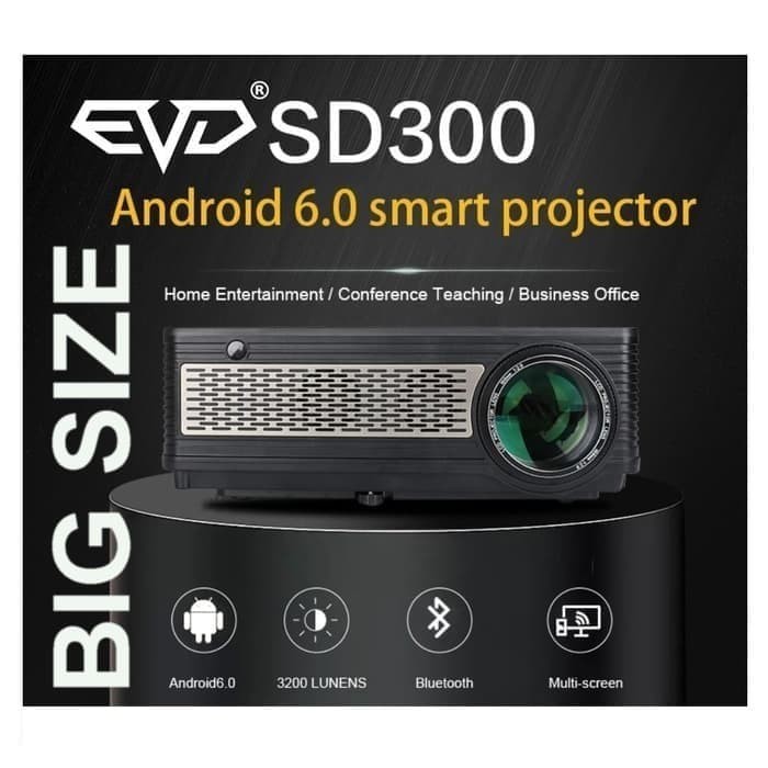 LCD LED PROJECTOR ANDROID FULL HD HOME THEATER 3200 LUMENS - EVD SD300