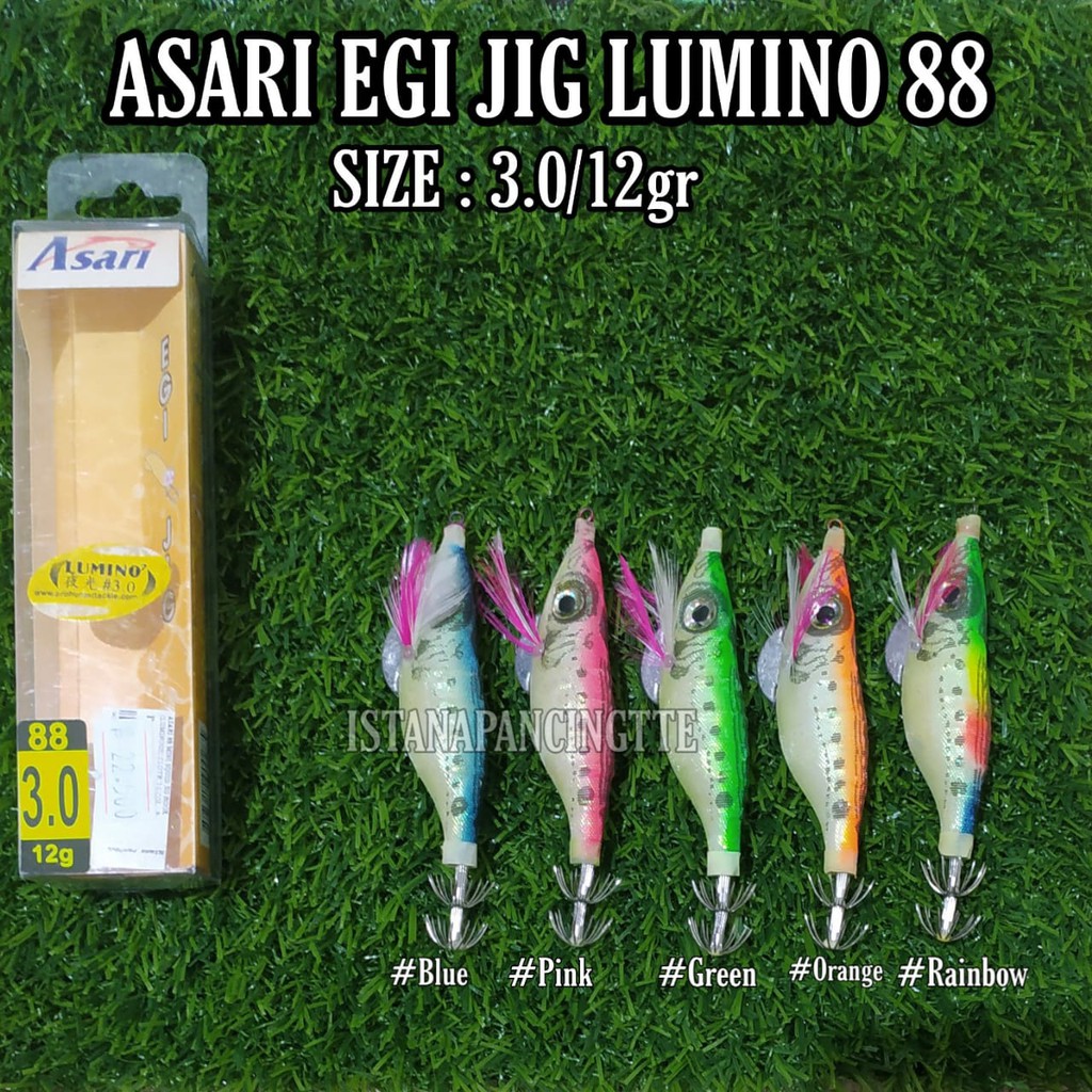 UMPAN ASARI 88 MINI SQUID JIG HOOH LUMINOUS 2.5/9GR DAN 3.0/12GR MANCING MANIA
