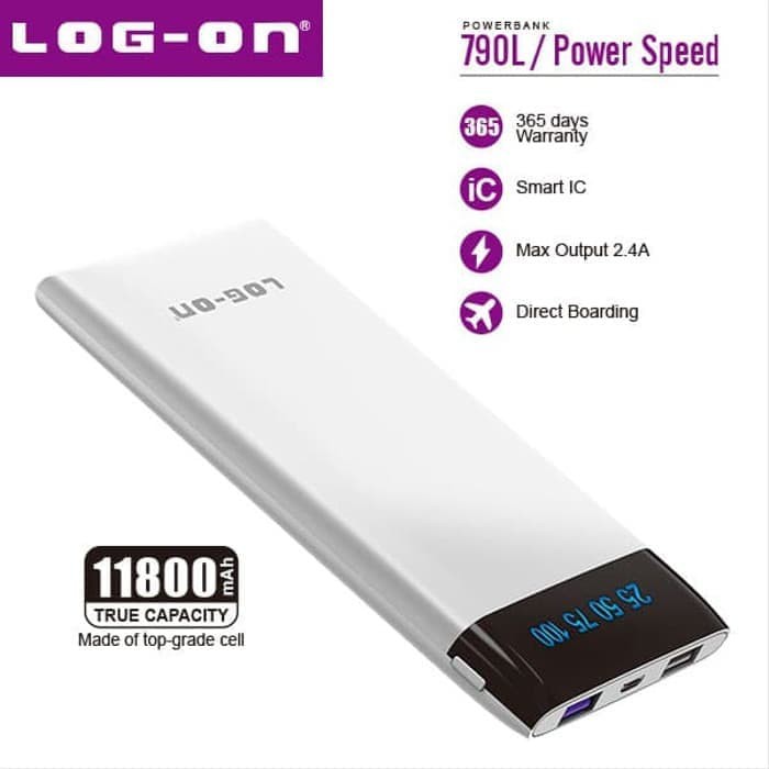 POWERBANK LOG ON PB-790L POWERSPEED 11800 MAH LED SLIM DESIGN