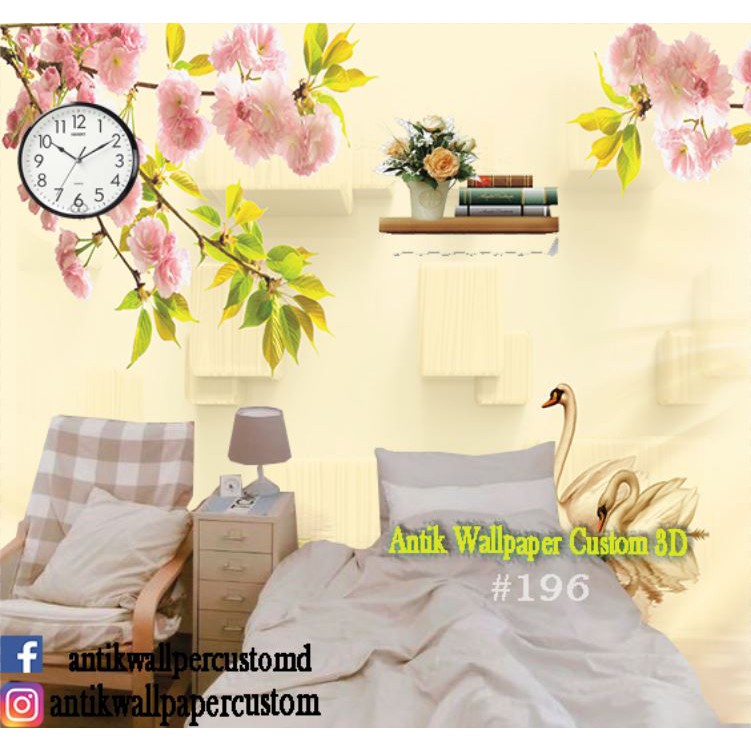 Wallpaper Custom 3D Motif Flower - wallpaper dinding bunga-bunga