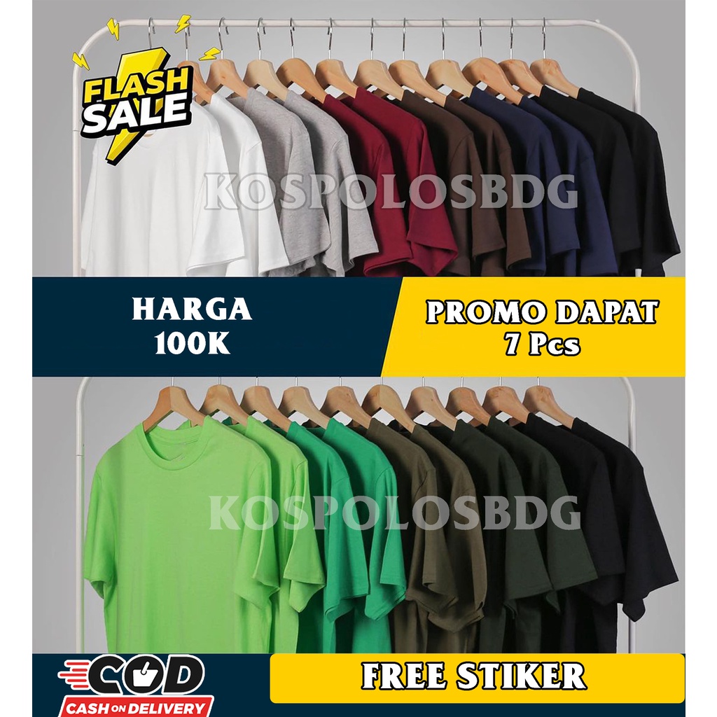 [PAKET HEMAT 7 PCS] KAOS POLOS PE SOFT SEMI COMBED LENGAN PENDEK 30'S / PRIA &amp; WANITA 100% ORIGINAL