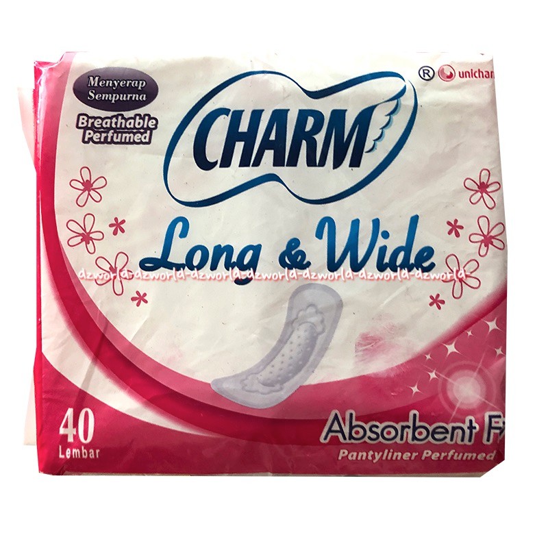 Charm Long And Wide Extra Dry Isi 40Pads Pembalut Wanita Anti Bocor Anti Kerut Cham Charms 40pcs Charm long