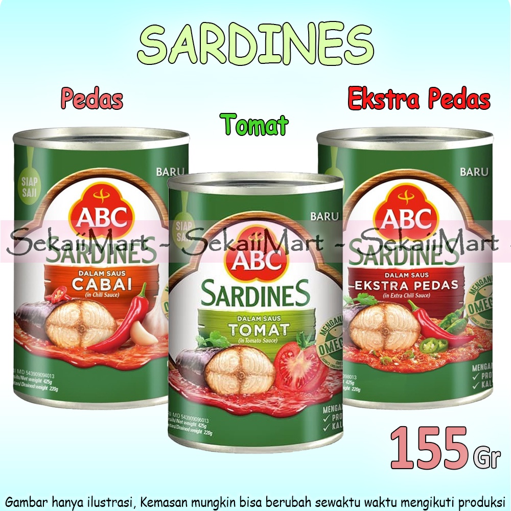 

ABC Sardines 155g - Ikan Sarden Saus Tomat / Pedas / Extra Pedas Kaleng Kecil