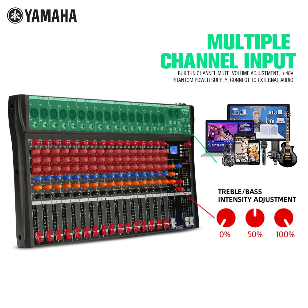 Mixer Audio Profesional YAMAHA CT160S 16-channel built-in EQ/mode perekaman Pengalih bahasa Efek reverb Pemutaran Bluetooth/MP3/USB/PC Peralatan Audio Profesional