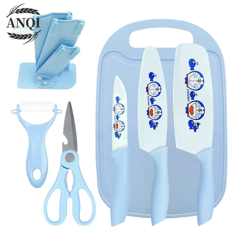 ANQI 1888 Pisau set 7 pcs warna tajam keramik dengan stand knife set 7 with holder Pisau Set 7 in 1