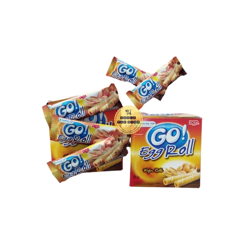 

GO EGG ROLL TERMURAH/BOX GO EGGROLL/Go Egg Roll Isi 24 Pcs Wafer Roll/GO EGG ROLL SIANTAR TOP