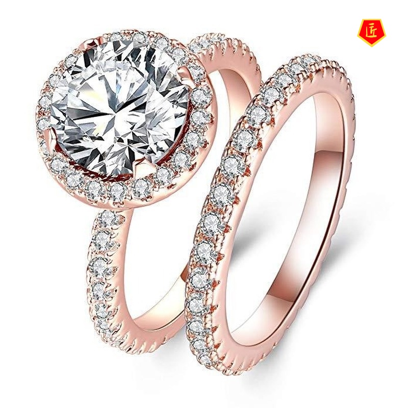 [Ready Stock]Fashion Personality Moissanite Ring Set