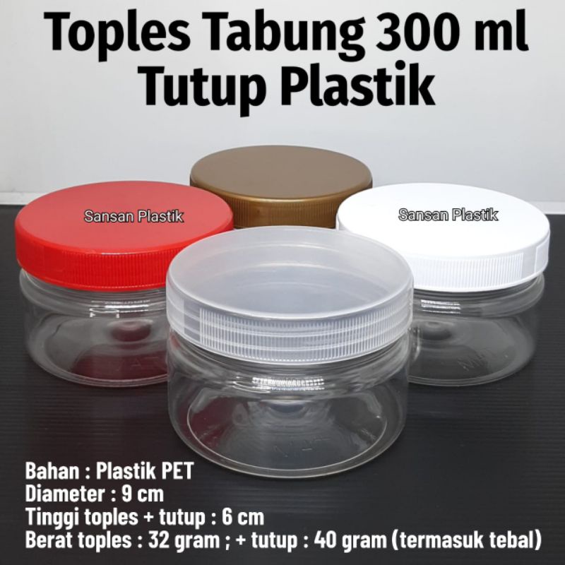 Toples 300ml tabung / Toples tabung 300 ml / toples plastik 300 ml