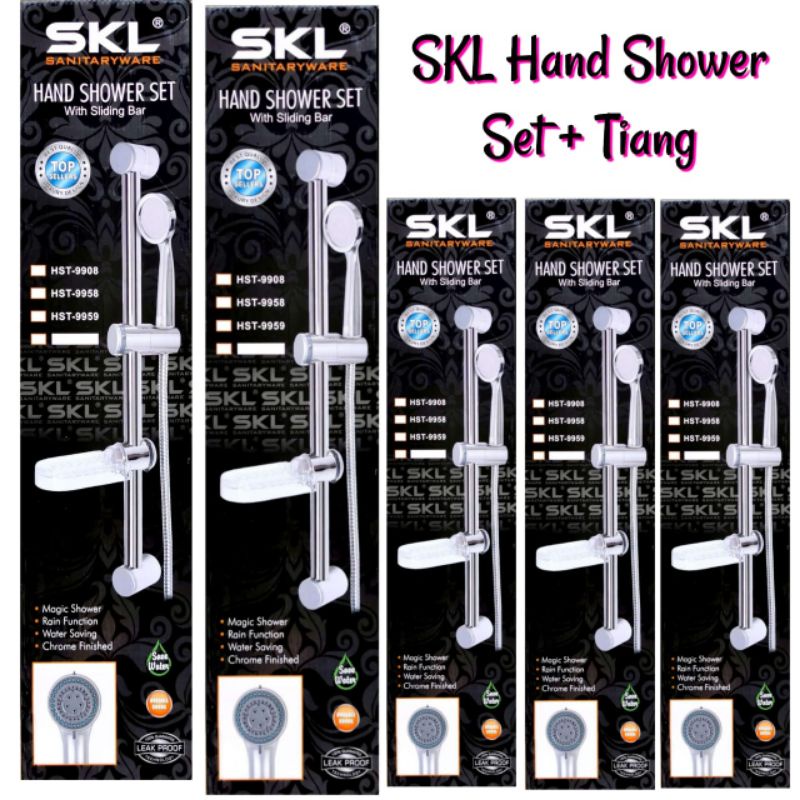 SKL Hand Head Shower Set Tiang 9908