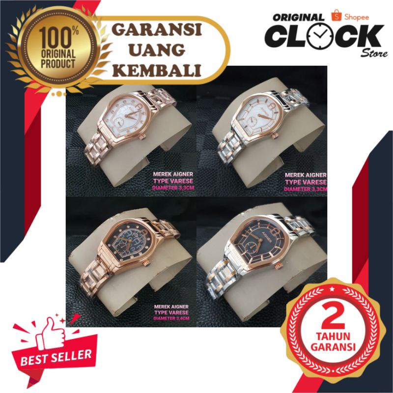 JAM TANGAN PRIA WANITA | RANTAI | KULIT | KARET | MURAH | - aigner varese strap all stainless steel 
