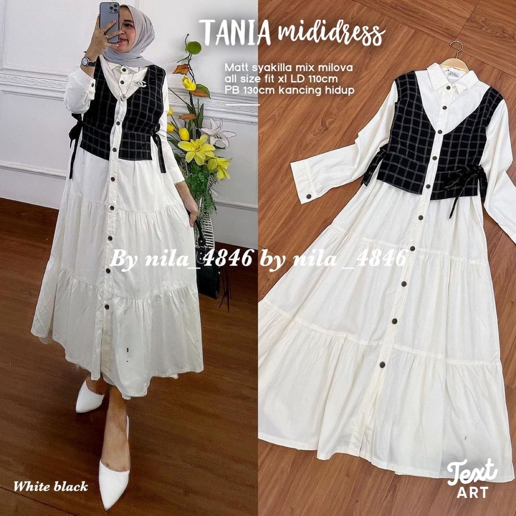 TANIA MIDI DRESS/MIDI DRESS KEKINIAN/DRESS TERBARU MIDI/MIDI MURAH SURABAYA